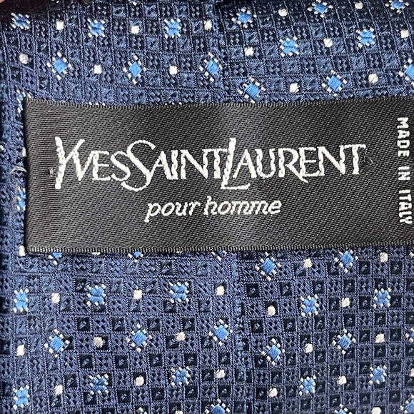 Yves Saint Laurent YSL pour homme 100% silk tie Blue NIB - Picture 9 of 12